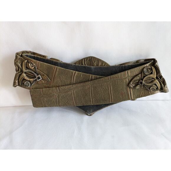 Retro 1980s Women\'s Cinch Belt Boho Army Green By Nina Ajhani main image 5